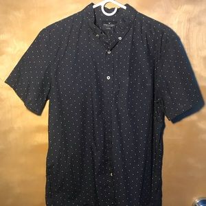 American Eagle Short Sleeve Dot Collared Button Up